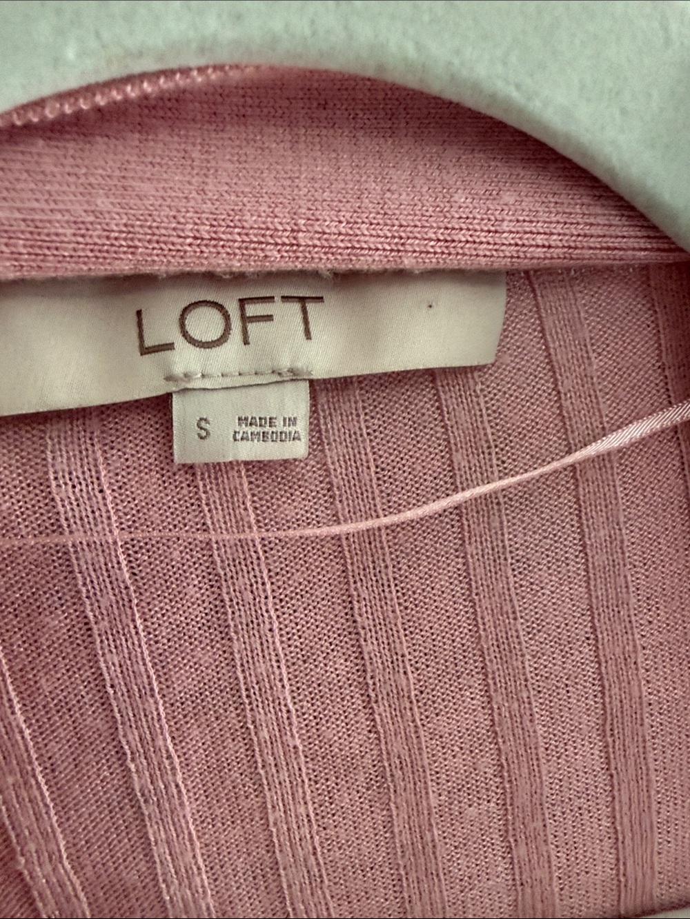 LOFT Pink Ribbed Open-Front Long Cardigan - Picture 2 of 2